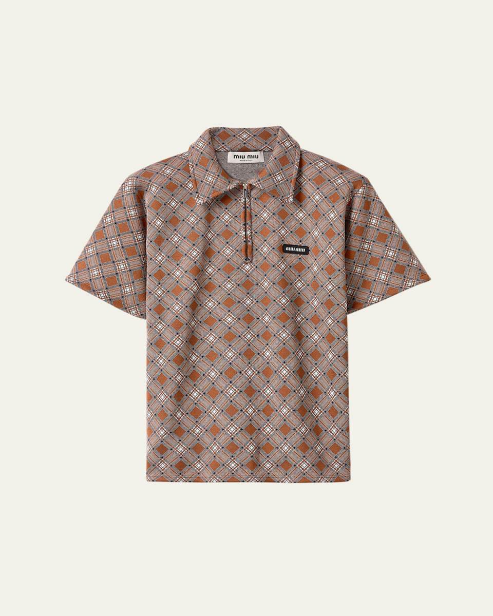 Check Short-Sleeve Polo Top